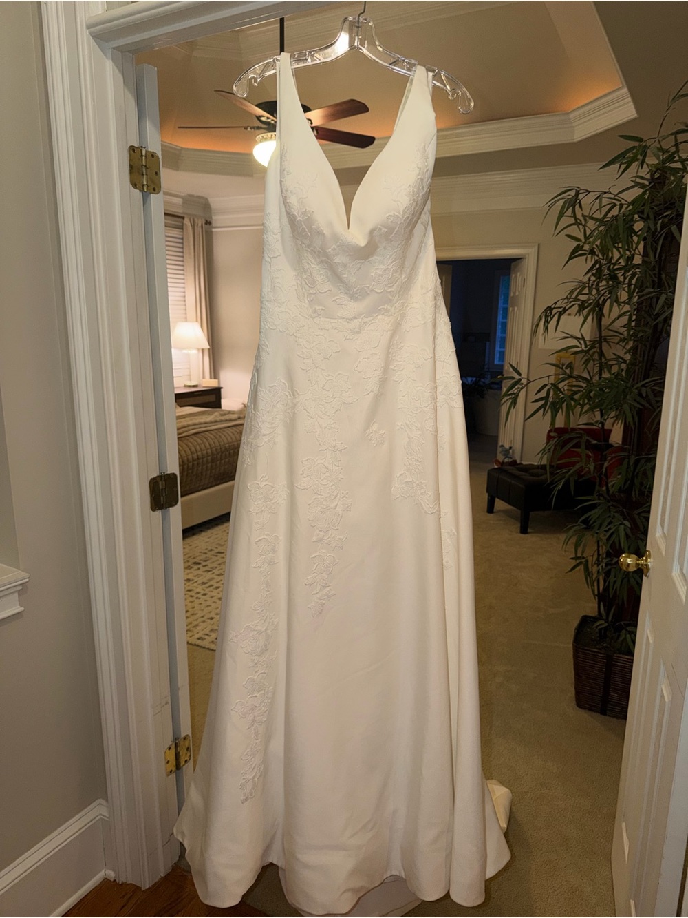 Elegant Ivory V-Neck Bridal Gown